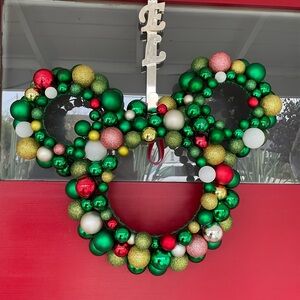 Disney Mickey Mouse Festive Green and Gold Holiday Wreath